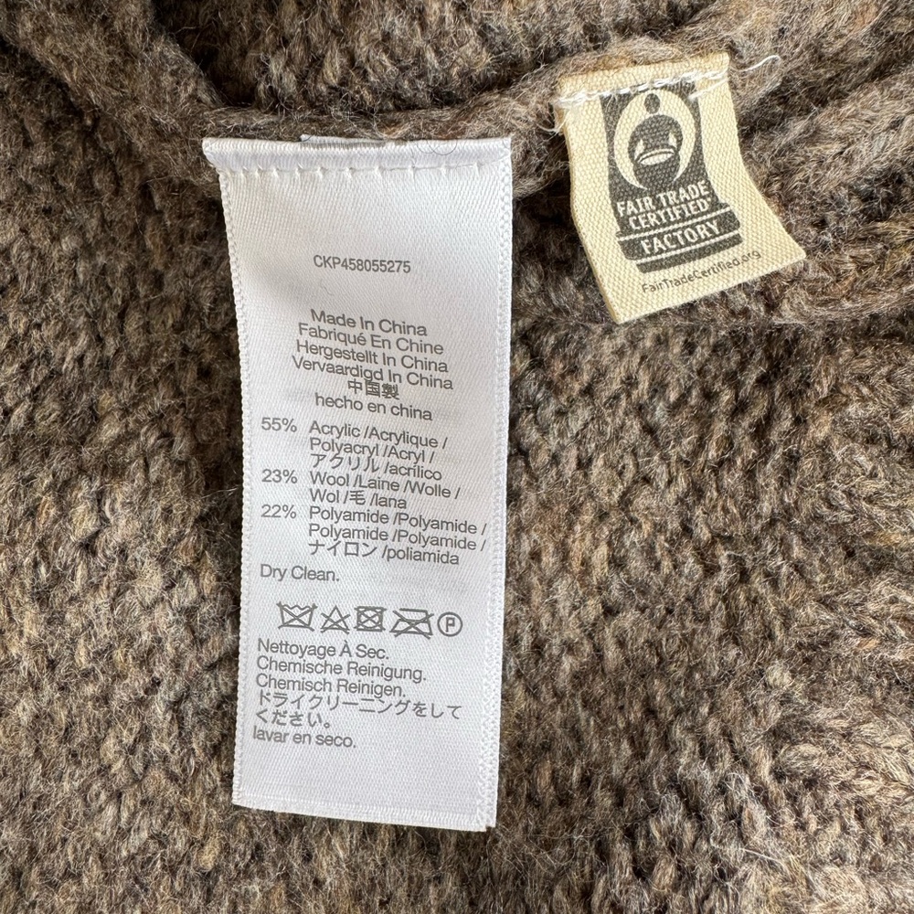 Madewell Harwood Cableknit Mockneck Cardigan Sweater in Heather Otter Sz Small - Picture 9 of 16